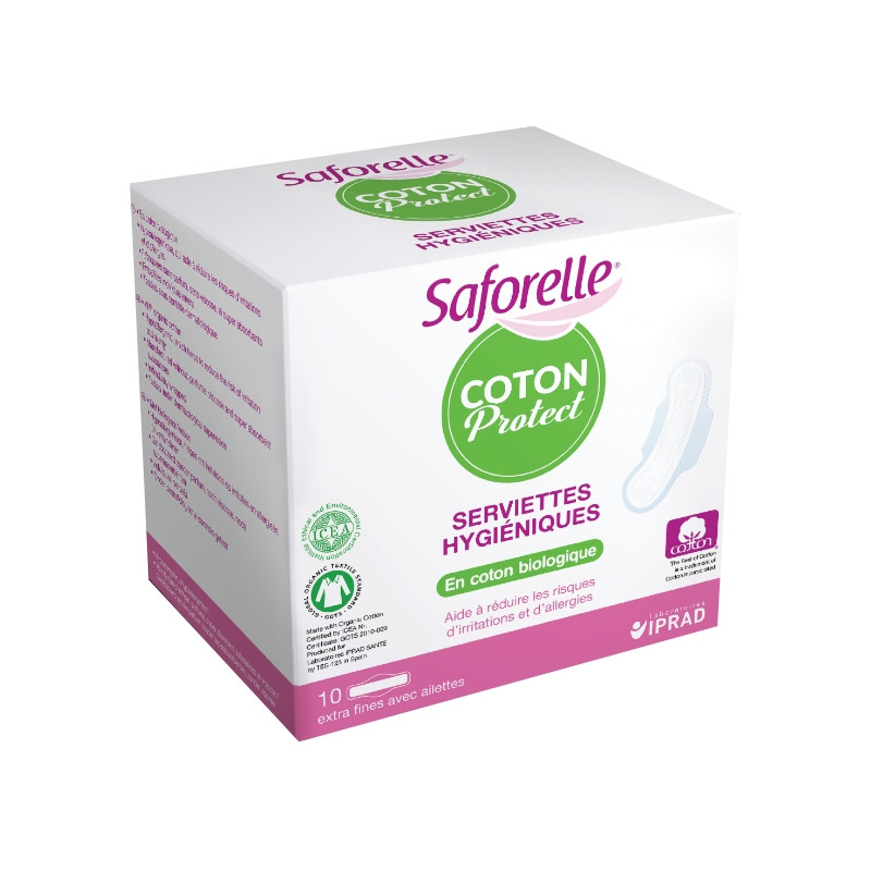 Saforelle Serviettes Hygiéniques Bio Extra Fines Avec Ailettes x 10 Saforelle Serviettes Hygiéniques Bio Extra Fines Avec Ailettes x 10