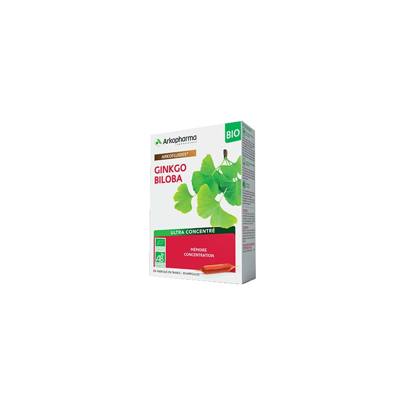 Arkopharma Arkofluides Mémoire Concentration BIO 20 ampoules Arkopharma Arkofluides Mémoire Concentration BIO 20 ampoules