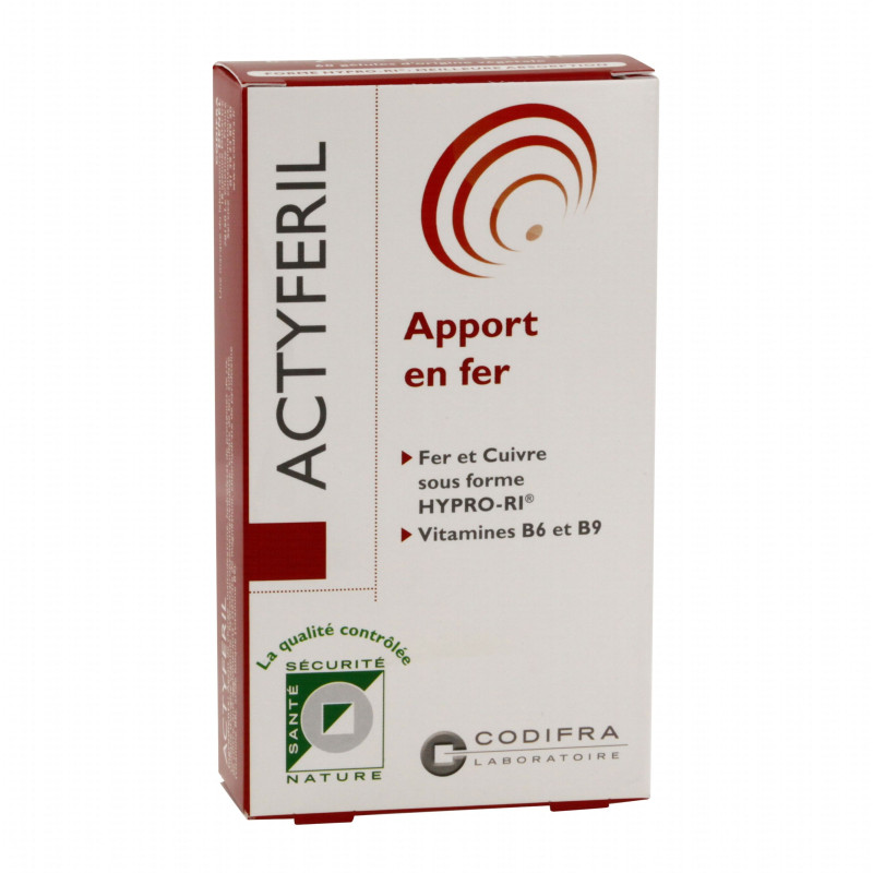 Codifra Actyferil - Apport en Fer 60 Gélules Codifra Actyferil - Apport en Fer 60 Gélules