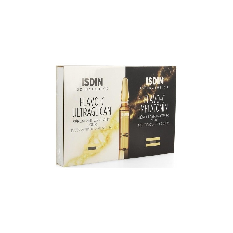 Isdin Isdinceutics Flavo-C Ultraglican Jour 2 Ampoules + Melatonin Nuit 2 Ampoules Isdin Isdinceutics Flavo-C Ultraglican Jour 2 Ampoules + Melatonin Nuit 2 Ampoules