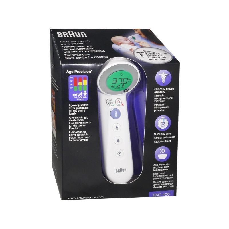 Braun Thermomètre Sans Contact + Contact BNT 400 Braun Thermomètre Sans Contact + Contact BNT 400