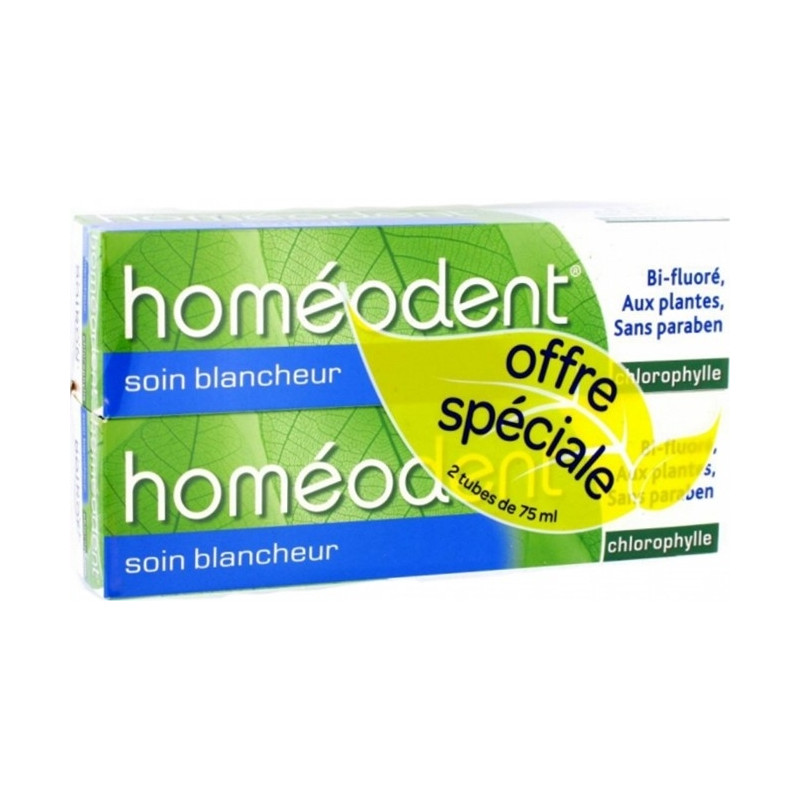Homéodent Soin Blancheur Dentifrice Chlorophylle 2 x 75 ml Homéodent Soin Blancheur Dentifrice Chlorophylle 2 x 75 ml