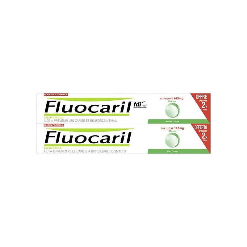 Fluocaril Dentifrice Bi-Fluoré Menthe Lot de 2 x 75ml Fluocaril Dentifrice Bi-Fluoré Menthe Lot de 2 x 75ml