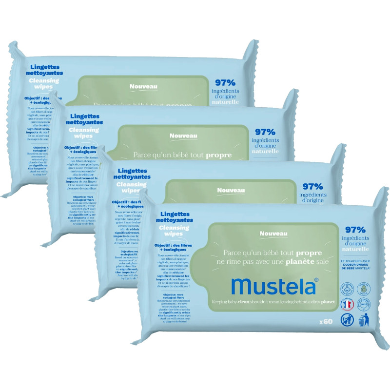 Mustela Bébé Lingettes Nettoyantes Avocat Pack x4