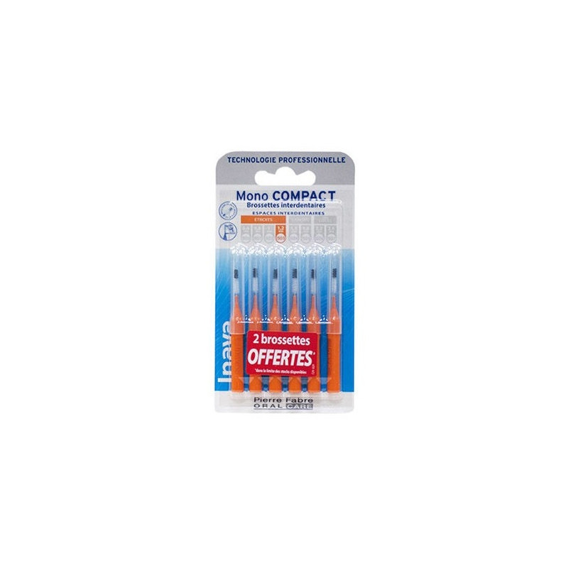 Inava Mono Compact Brossettes Interdentaires Oranges 4 + 2 offertes Inava Mono Compact Brossettes Interdentaires Oranges 4 + 2 offertes