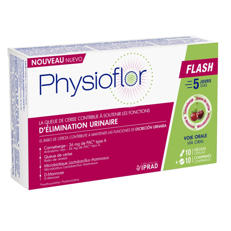Physioflor Flash Elimination Urinaire 10 gélules + 10 comprimés Physioflor Flash Elimination Urinaire 10 gélules + 10 comprimés