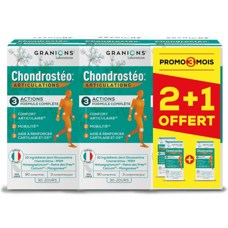 Chondostreo Articulations 90 comprimés x 2 + 1 boîte offerte Chondostreo Articulations 90 comprimés x 2 + 1 boîte offerte