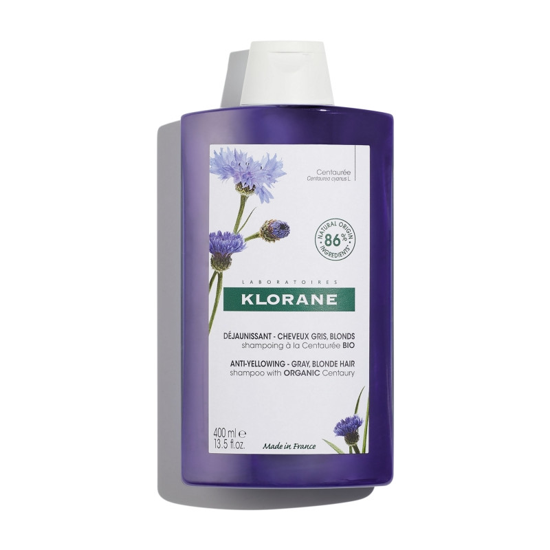 Klorane Shampoing Centaurée Bio Déjaunissant - Cheveux Gris, Blond 400 ml Klorane Shampoing Centaurée Bio Déjaunissant - Cheveux Gris, Blond 400 ml