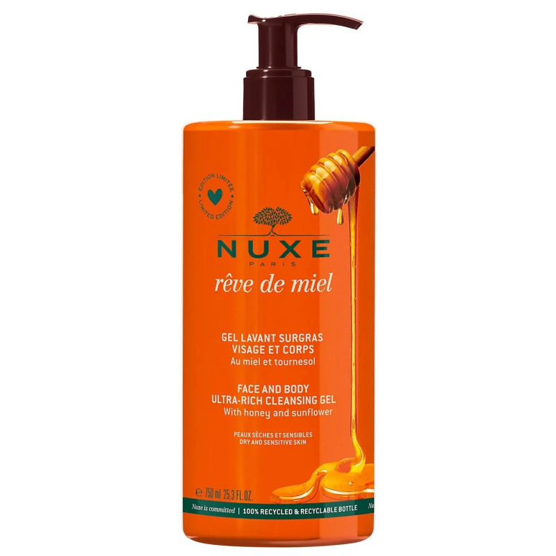 Nuxe Gel Lavant Surgras visage et corps Rêve de Miel 750 ml Nuxe Gel Lavant Surgras visage et corps Rêve de Miel 750 ml