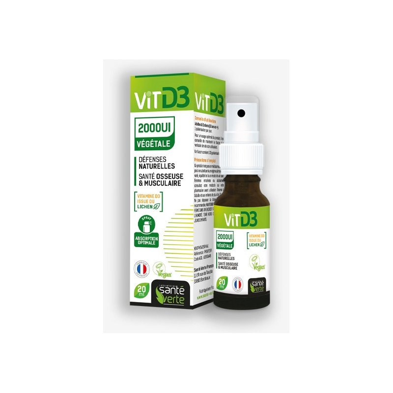 Santé Verte Vitamine D3 VÉGÉTALE 2000UI 20ml Santé Verte Vitamine D3 VÉGÉTALE 2000UI 20ml