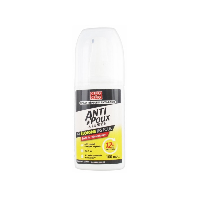 Cinq sur Cinq Spray Répulsif Anti-Poux Protection 12H 100 ml Cinq sur Cinq Spray Répulsif Anti-Poux Protection 12H 100 ml