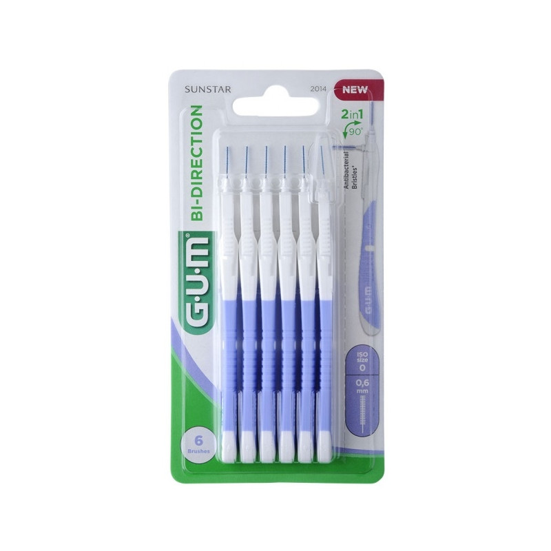 Gum® Brossettes Interdentaires Bi-Direction 0.6 mm x6 Gum® Brossettes Interdentaires Bi-Direction 0.6 mm x6