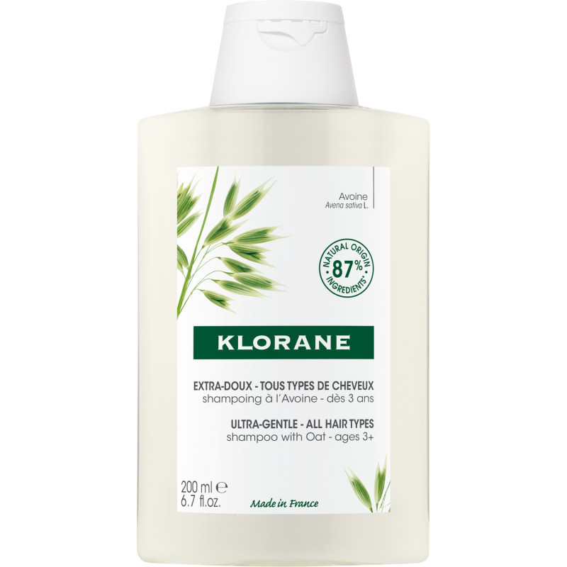 Klorane Avoine Shampoing Extra-doux au lait d’Avoine Usage fréquent Tous types de cheveux dès 3 ans 200ml