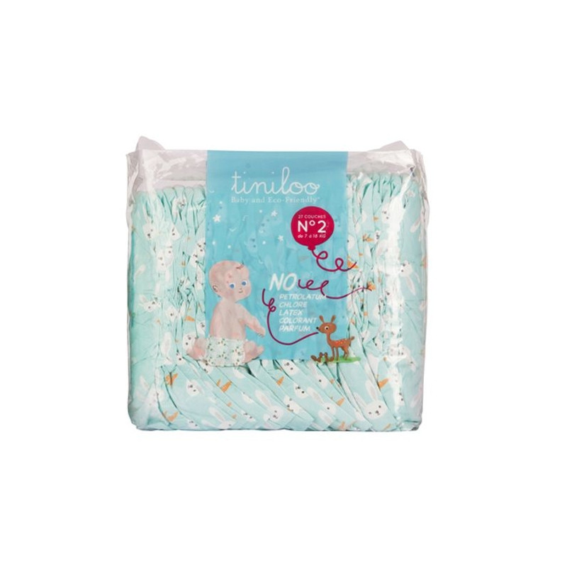 Tiniloo Couches écologiques taille 2 (3-6Kg) Lapin X28 Tiniloo Couches écologiques taille 2 (3-6Kg) Lapin X28