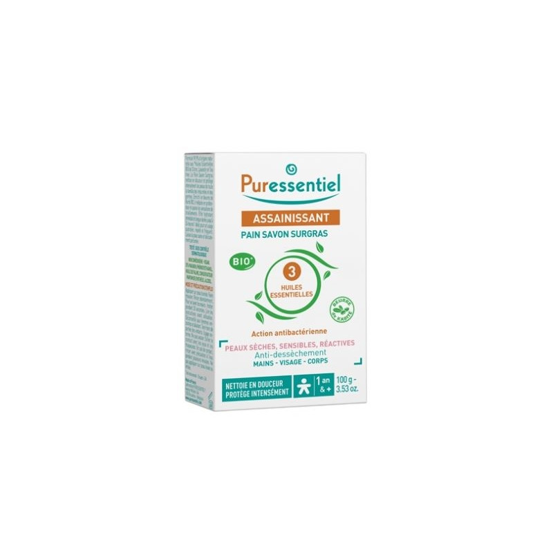 Assainissant Pain Savon Surgras aux 3 Huiles Essentielles 100 g Assainissant Pain Savon Surgras aux 3 Huiles Essentielles 100 g