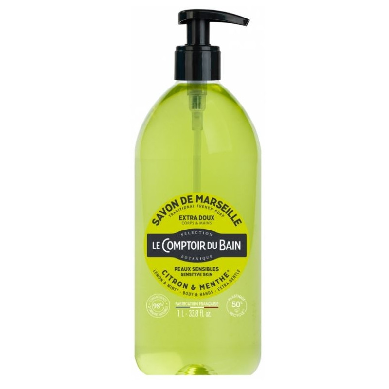 Le Comptoir Du Bain Savon De Marseille Liquide Citron Menthe 1l Le Comptoir Du Bain Savon De Marseille Liquide Citron Menthe 1l