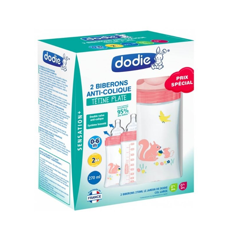 Dodie Sensation+ Biberon Anticolique Jardin 0/6mois 270ml X2 Dodie Sensation+ Biberon Anticolique Jardin 0/6mois 270ml X2