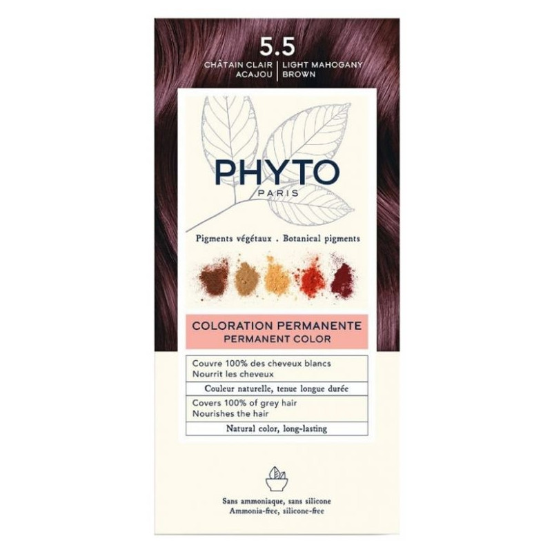 Phytocolor 5.5 Marron Acajou Kit Coloration Permanente Phytocolor 5.5 Marron Acajou Kit Coloration Permanente