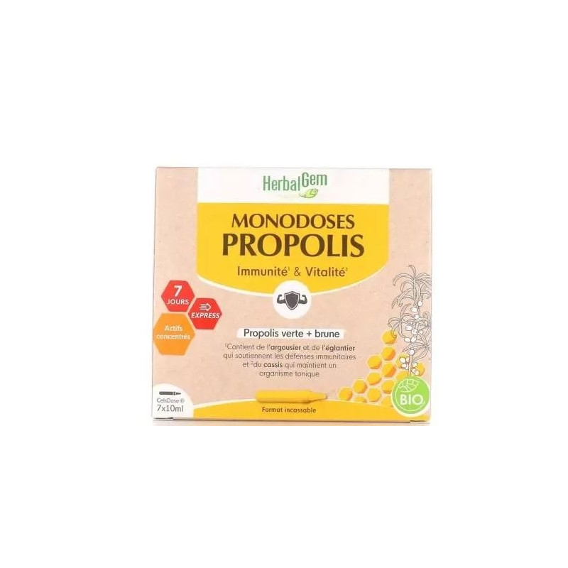 Herbalgem Propolis Monodoses Bio 10ml X7 Herbalgem Propolis Monodoses Bio 10ml X7