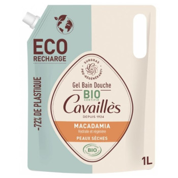 Rogé Cavaillès Gel Bain Douche Peaux Sèches Macadamia Bio Éco-Recharge 1 L