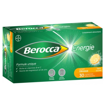 Berocca Énergie Goût Orange 30 Comprimés Effervescents Sans Sucres