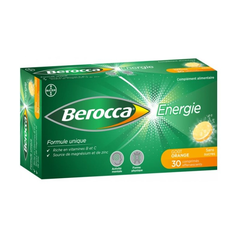 Berocca Énergie Goût Orange 30 Comprimés Effervescents Sans Sucres Berocca Énergie Goût Orange 30 Comprimés Effervescents Sans Sucres