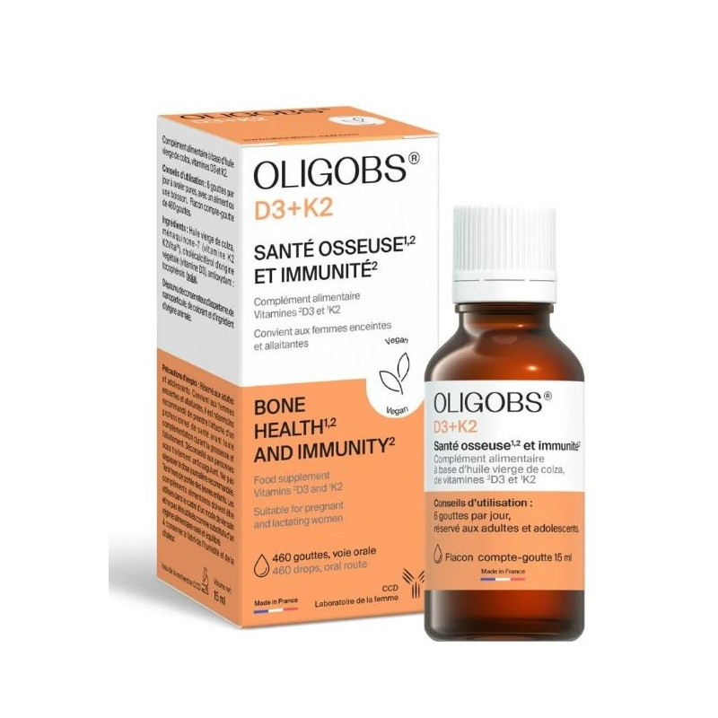 CCD OLIGOBS - D3 + K2 Santé Osseuse et Immunité, Flacon de 15ml CCD OLIGOBS - D3 + K2 Santé Osseuse et Immunité, Flacon de 15ml