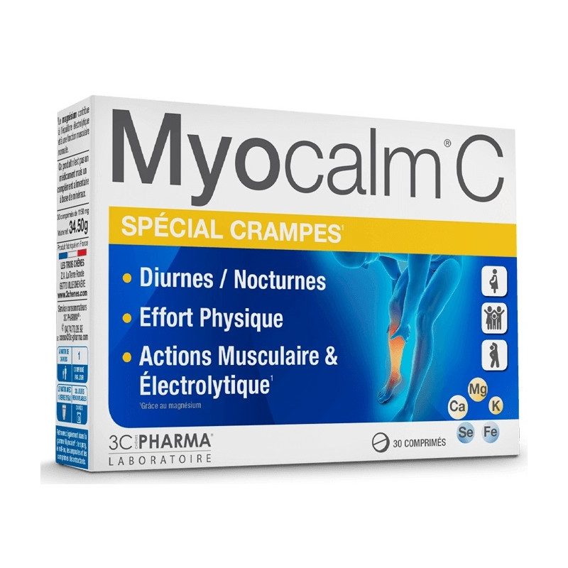 3C Pharma Myocalm C – Spécial Crampes x30 Comprimés 3C Pharma Myocalm C – Spécial Crampes x30 Comprimés