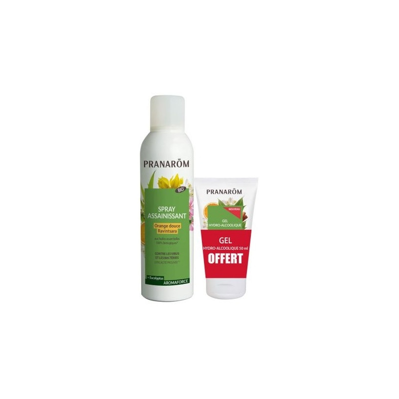 Pranarom AromaForce Spray Assainissant Orange douce Ravintsara Bio 150ml + Gel Hydro 50ml Pranarom AromaForce Spray Assainissant Orange douce Ravintsara Bio 150ml + Gel Hydro 50ml