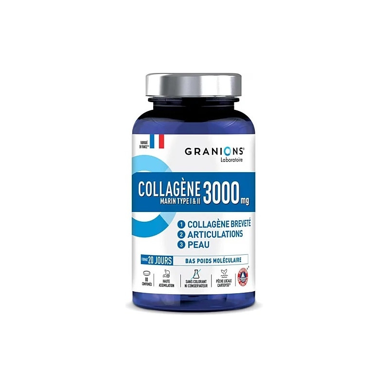 Granions Collagène Marin - Type I & II - 3000 mg 80 comprimés Granions Collagène Marin - Type I & II - 3000 mg 80 comprimés