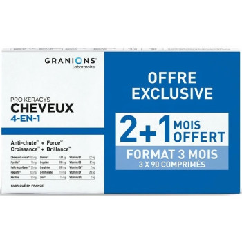 Granions Pro Keracys Cheveux 4 en 1 - 2 Mois + 1 Offert