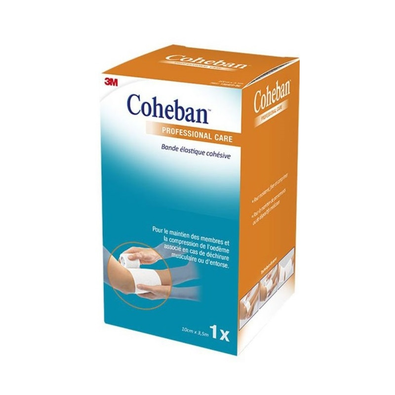 3M™ Coheban™ Bande De Contention Cohésive Elastique Blanc 10 cm x 3,5 m 3M™ Coheban™ Bande De Contention Cohésive Elastique Blanc 10 cm x 3,5 m