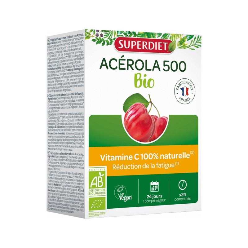 Superdiet Acérola 500 Bio 24 Comprimés Superdiet Acérola 500 Bio 24 Comprimés