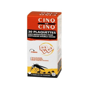 Cinq Sur Cinq Recharge Plaquettes Anti-moustiques Pour Diffuseur Double Usage 30 Plaquettes