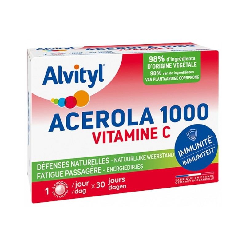 Alvityl Acérola 1000 Vitamine C 30 Comprimés à Croquer Alvityl Acérola 1000 Vitamine C 30 Comprimés à Croquer