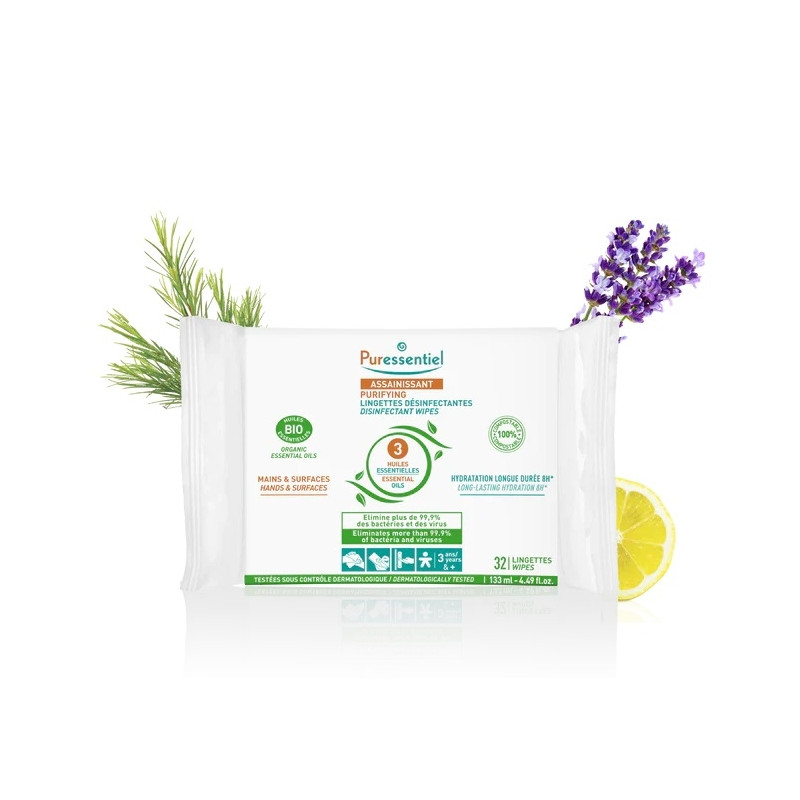 Puressentiel Lingettes Désinfectantes Mains & Surfaces X32 Puressentiel Lingettes Désinfectantes Mains & Surfaces X32