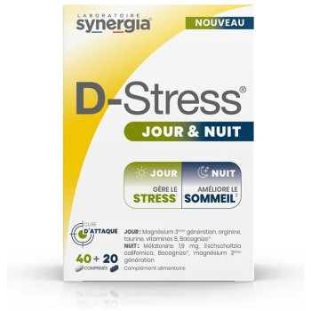 Synergia D-Stress Jour & Nuit 40 Comprimés Jour + 20 Comprimés Nuit