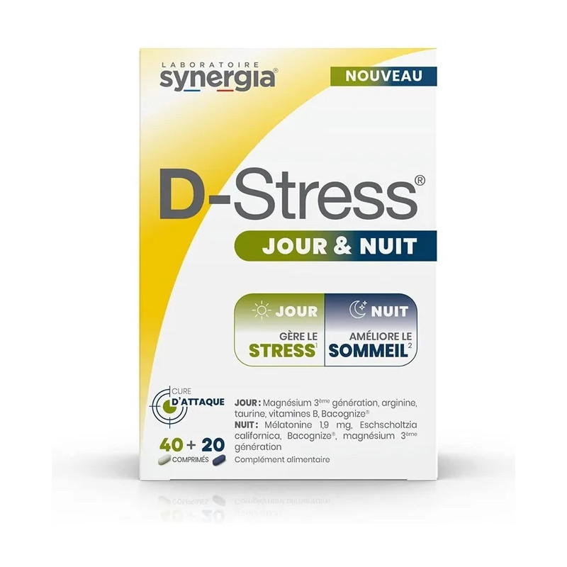 Synergia D-Stress Jour & Nuit 40 Comprimés Jour + 20 Comprimés Nuit Synergia D-Stress Jour & Nuit 40 Comprimés Jour + 20 Comprimés Nuit