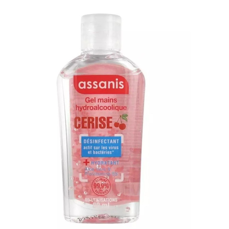 Assanis Gel hydroalcoolique sans rinçage mains - Senteur cerise - 80ml