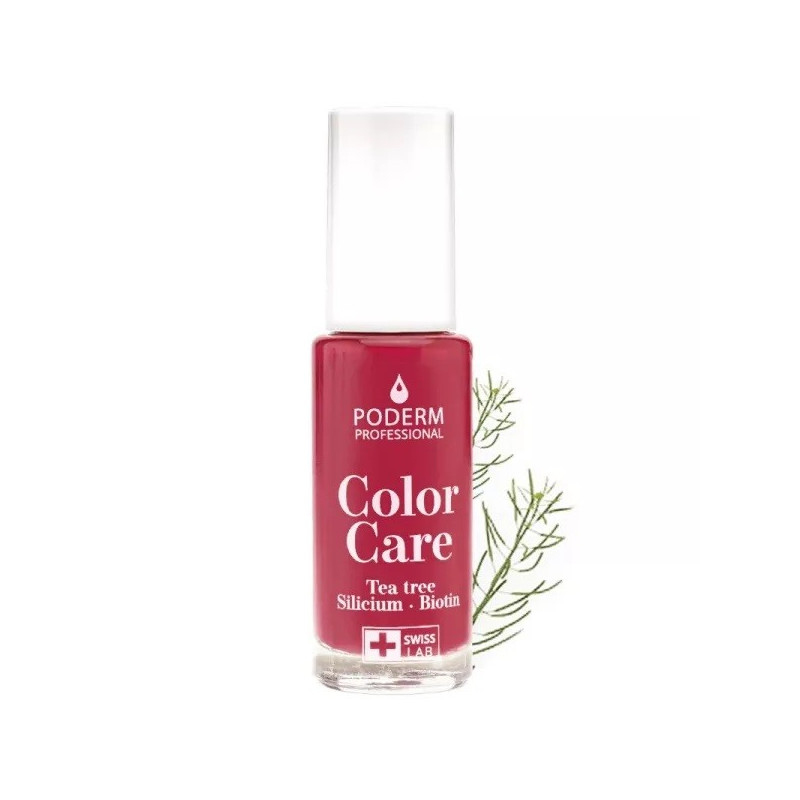 Poderm Color Care Vernis à Ongles Soin Tea Tree Rouge Rose 8ml