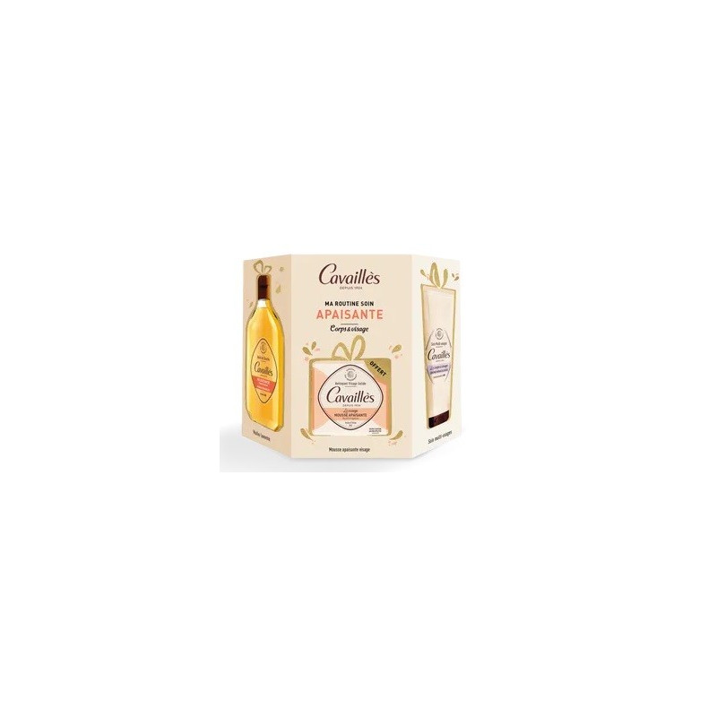 Cavailles - Ma Routine Soin Apaisante - Huile de Douche 250ml + Crème Miraculeuse 100ml + Mousse Apaisante Solide 70g Offerte