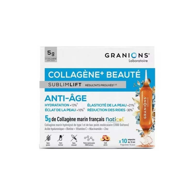 Granions SublimLift Collagène+ Beauté Anti-âge 10 Ampoules 15ml