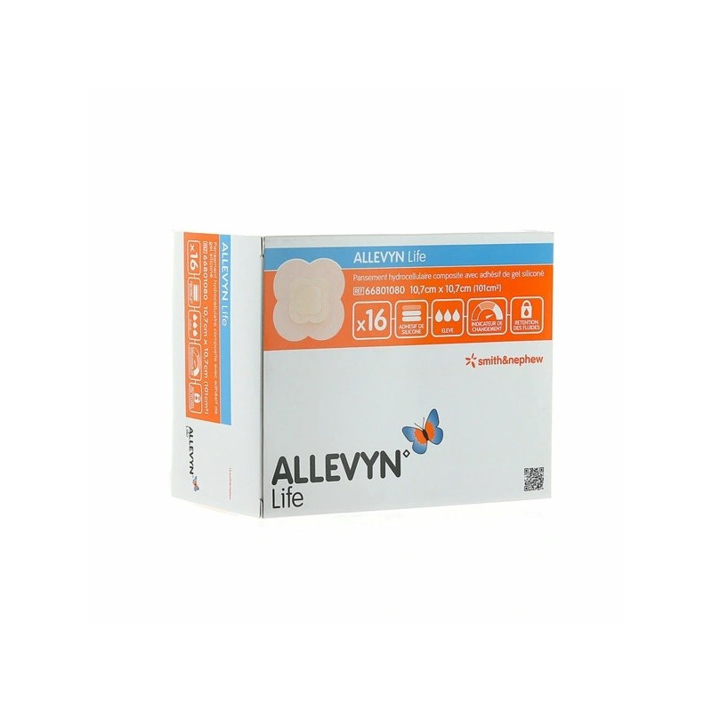 Smith & Nephew Allevyn Life Sacrum 10.7 x 10.7 cm x16 Pansement Hydrocellulaire non Adhésif Siliconé