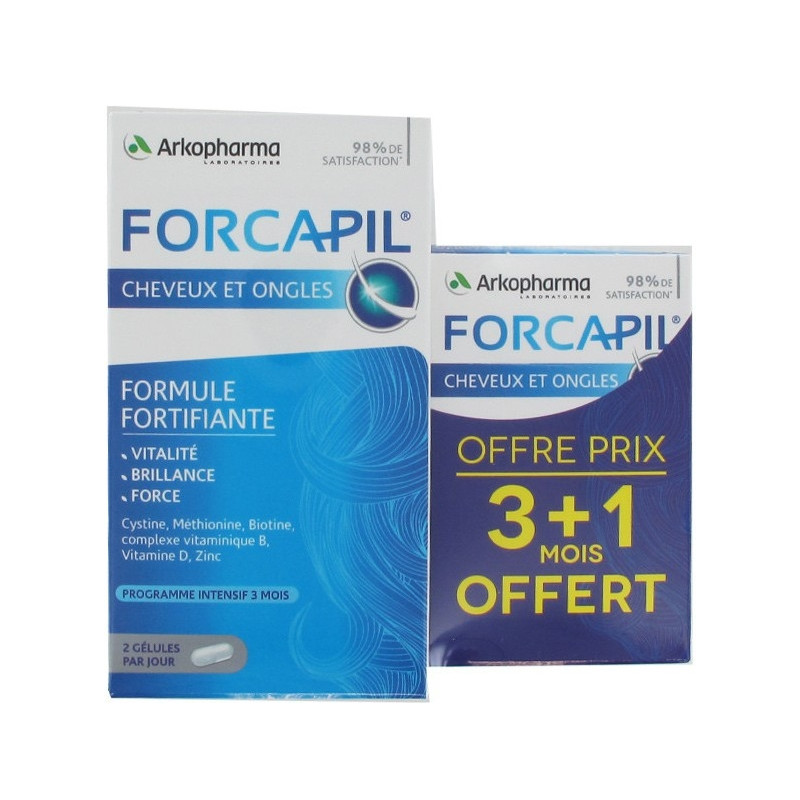 Forcapil Cheveux et Ongles 180 Gelules + 60 Gelules Offerte Forcapil Cheveux et Ongles 180 Gelules + 60 Gelules Offerte