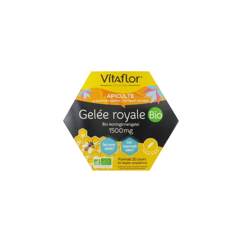 Vitaflor Gelée Royale Bio 1500 mg Boites de 20 ampoules Vitaflor Gelée Royale Bio 1500 mg Boites de 20 ampoules