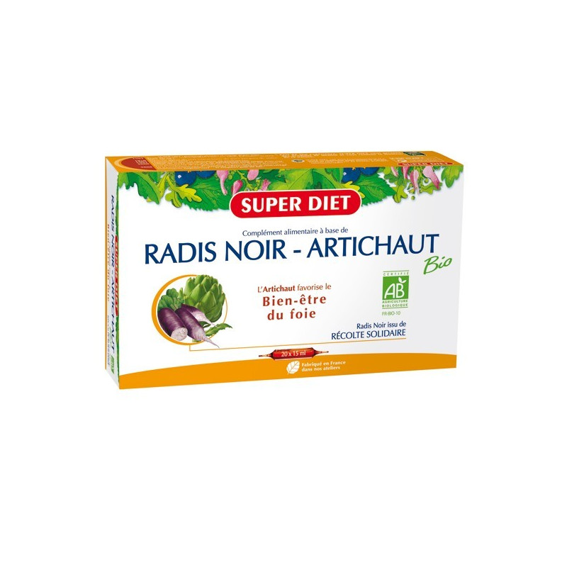 Super Diet Radis Noir - Artichaut Bio 20 Ampoules Super Diet Radis Noir - Artichaut Bio 20 Ampoules